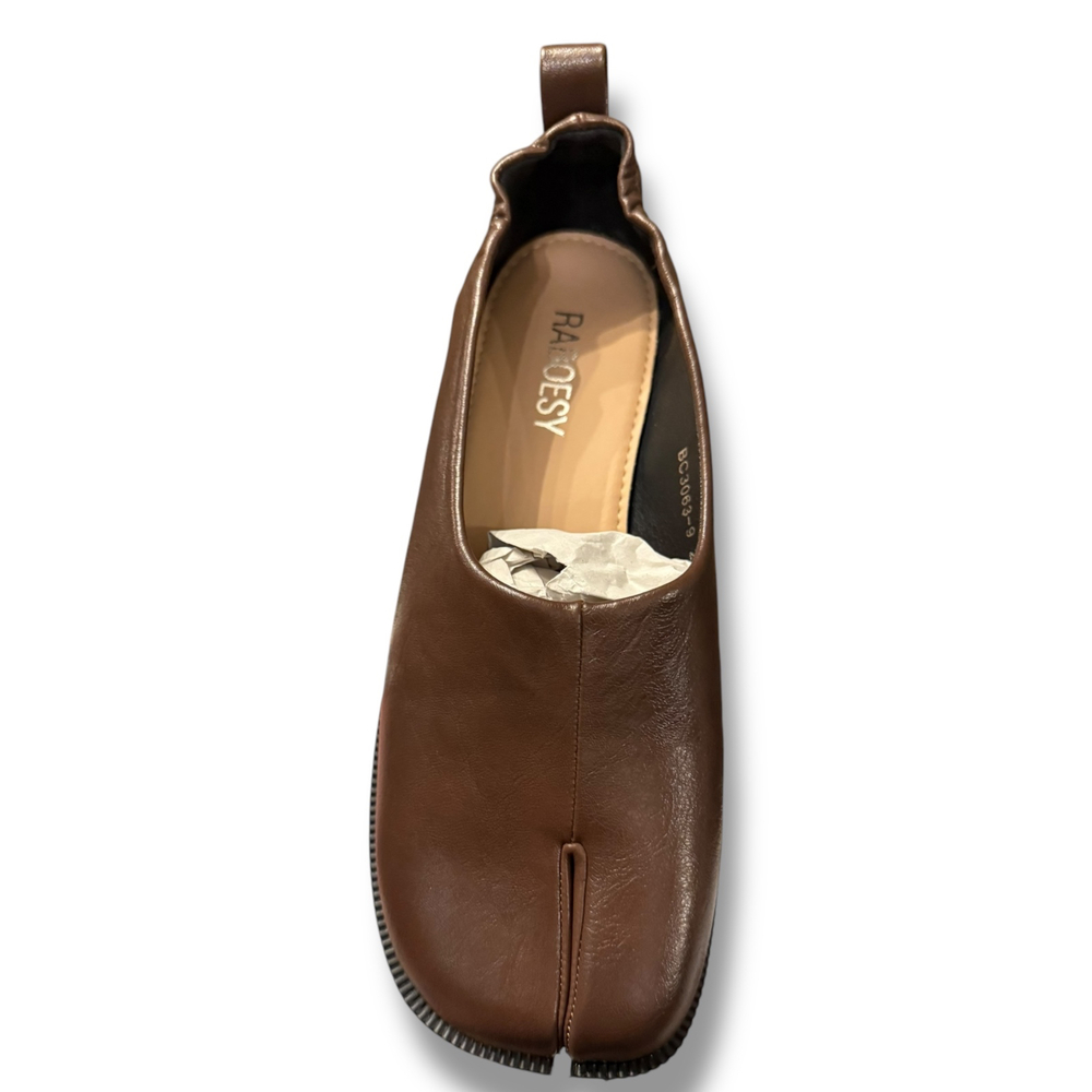 Tabi Split Toe Ballet Flat Slip On Loafers Brown US 8.5